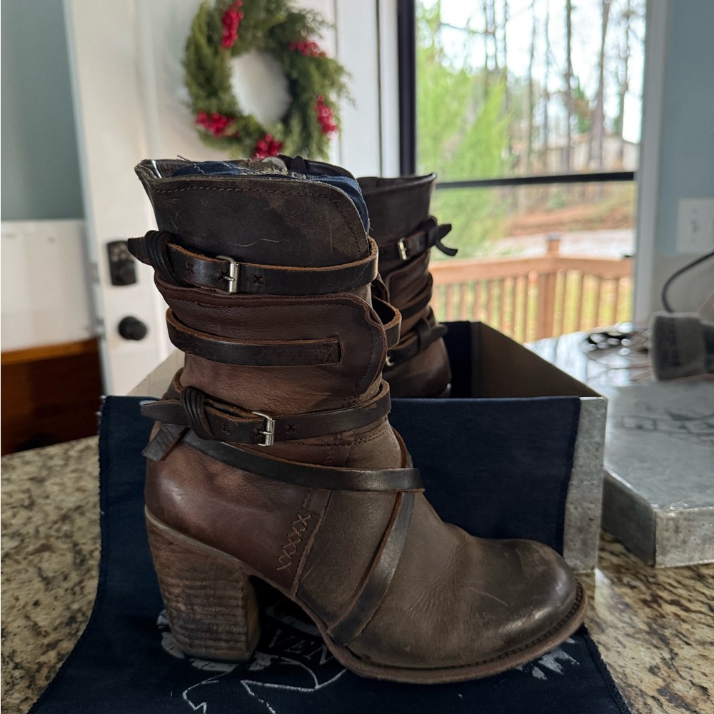 Freebird by Steven Distressed Brown Heeled Boots